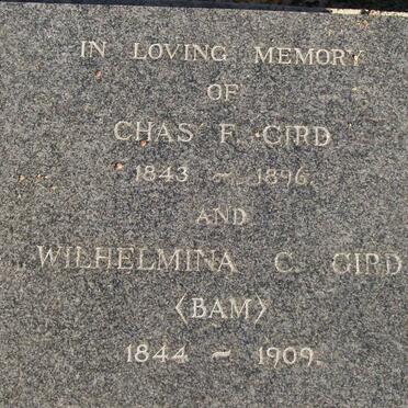 GIRD Chas F. 1843-1896 &amp; Wilhlemina C. BAM 1844-1909
