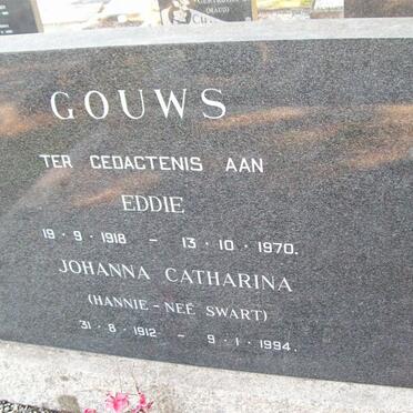 GOUWS Eddie 1918-1970 &amp; Johanna Cathrina SWART 1912-1994