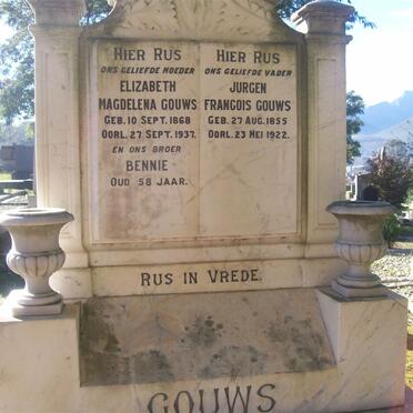 GOUWS Jurgen Francois 1855-1922 &amp; Elizabeth Magdalena 1868-1937 :: GOUWS Bennie
