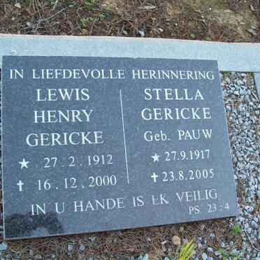 GERICKE Lewis Henry 1912-2000 &amp; Stella PAUW 1917-2005