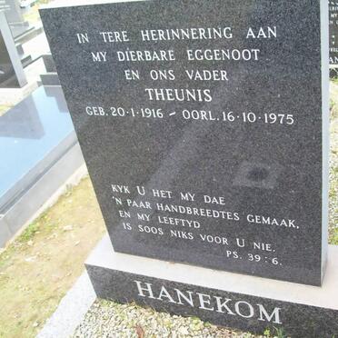 HANEKOM Theunis 1916-1975