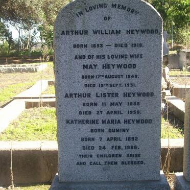 HEYWOOD Arthur William 1853-1918 &amp; May 1848-1931 :: HEYWOOD Arthur Lister 1888-1958 &amp; Katherine Maria DUMINY 1892-1986