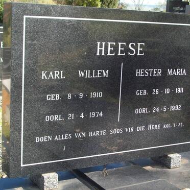 HEESE Karl Willem 1910-1974 &amp; Hester Maria 1911-1992