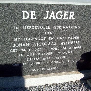 JAGER Johan Nicolaas Wilhelm 1905-1989 &amp; Hilda STEYN 1904-1991