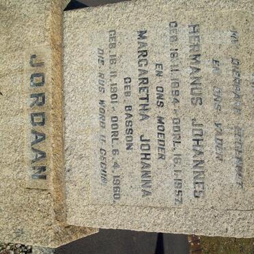 JORDAAN Hermanus Johannes 1894-1957 &amp; Margaretha Johanna BASSON 1901-1960