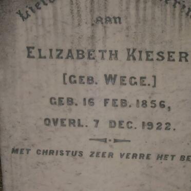 KIESER Elizabeth nee WEGE 1856-1922