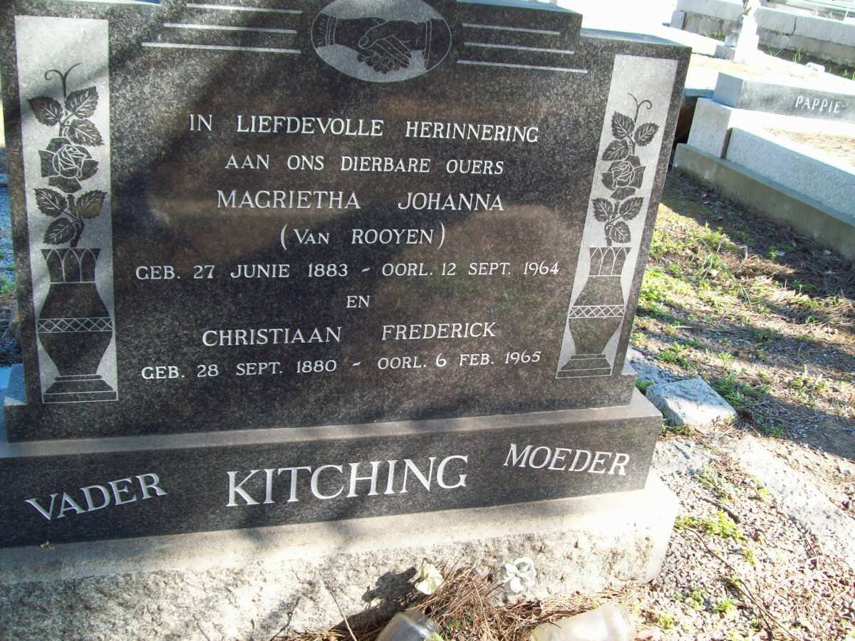 KITCHING Christiaan Frederick 1880-1965 &amp; Magrietha Johanna VAN ROOYEN 1883-1964