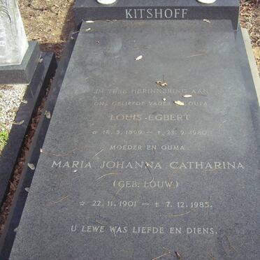 KITSHOFF Louis Egbert 1899-1980 &amp; Maria Johanna Catharina LOUW 1901-1985