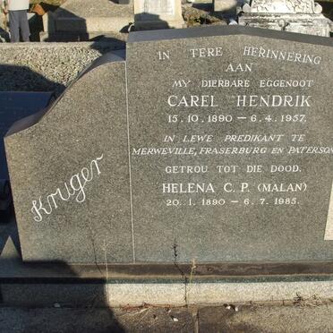 KRUGER Carel Hendrik 1890-1957 &amp; Helena C.P. MALAN 1890-1985