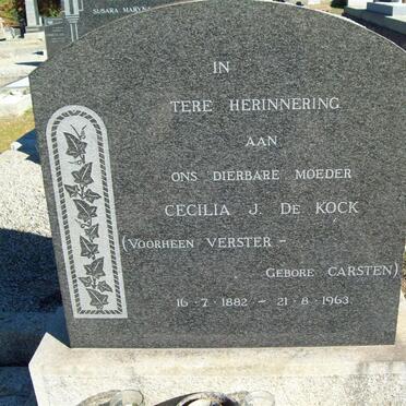 KOCK Cecilia J., de previously VERSTER nee CARSTEN 1882-1963
