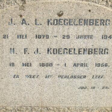 KOEGELENBERG J.A.L. 1879-1945 &amp; H.F.J. 1880-1956