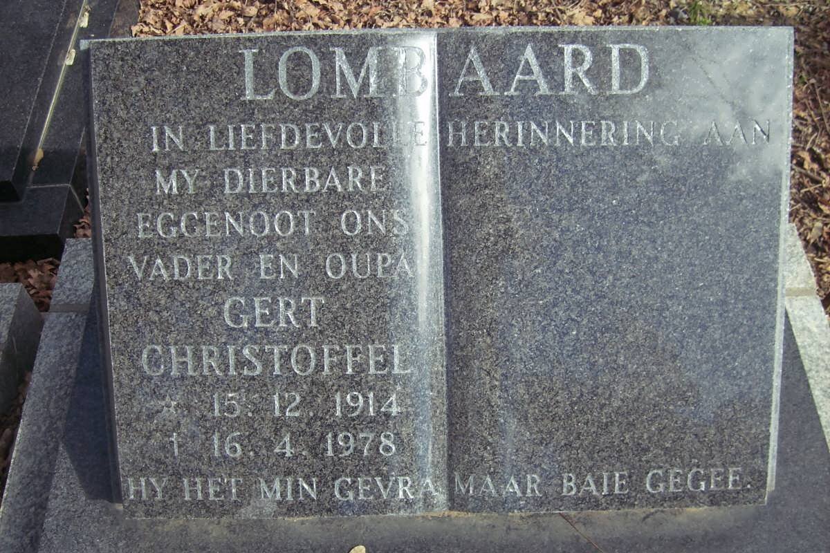 LOMBAARD Gert Christoffel 1914-1978
