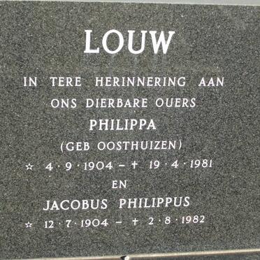 LOUW Jacobus Philippus 1904-1982 &amp; Philippa OOSTHUIZEN 1904-1981