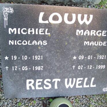 LOUW Michiel Nicolaas 1921-1987 &amp; Margery Maude 1921-1999