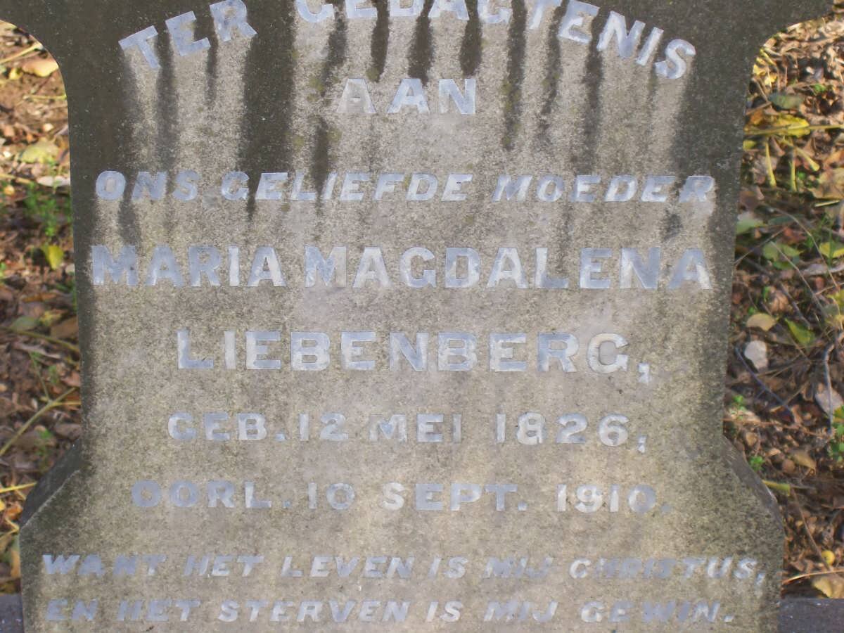 LIEBENBERG Maria Magdalena 1826-1910