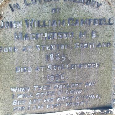 MACPHERSON John William Campbell 1865-1936