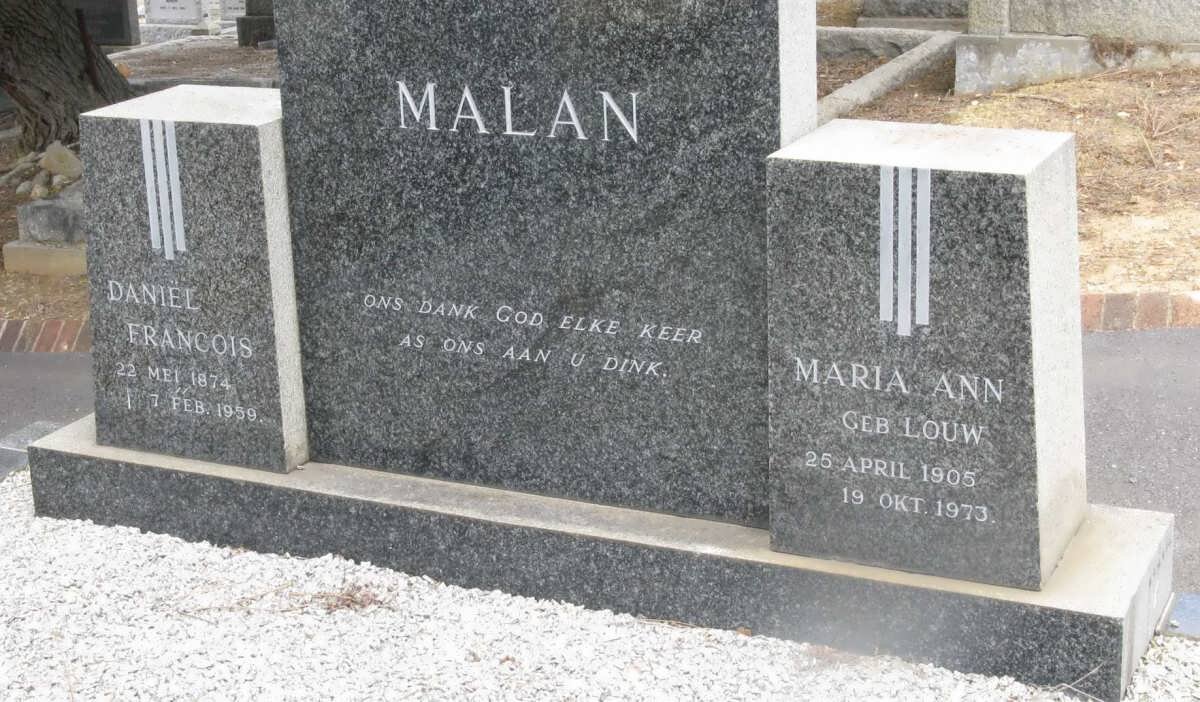 MALAN Daniel Francois 1874-1959 &amp; Maria Ann LOUW 1905-1973