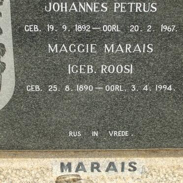 MARAIS Johannes Petrus 1892-1967 &amp; Maggie ROOS 1890-1994