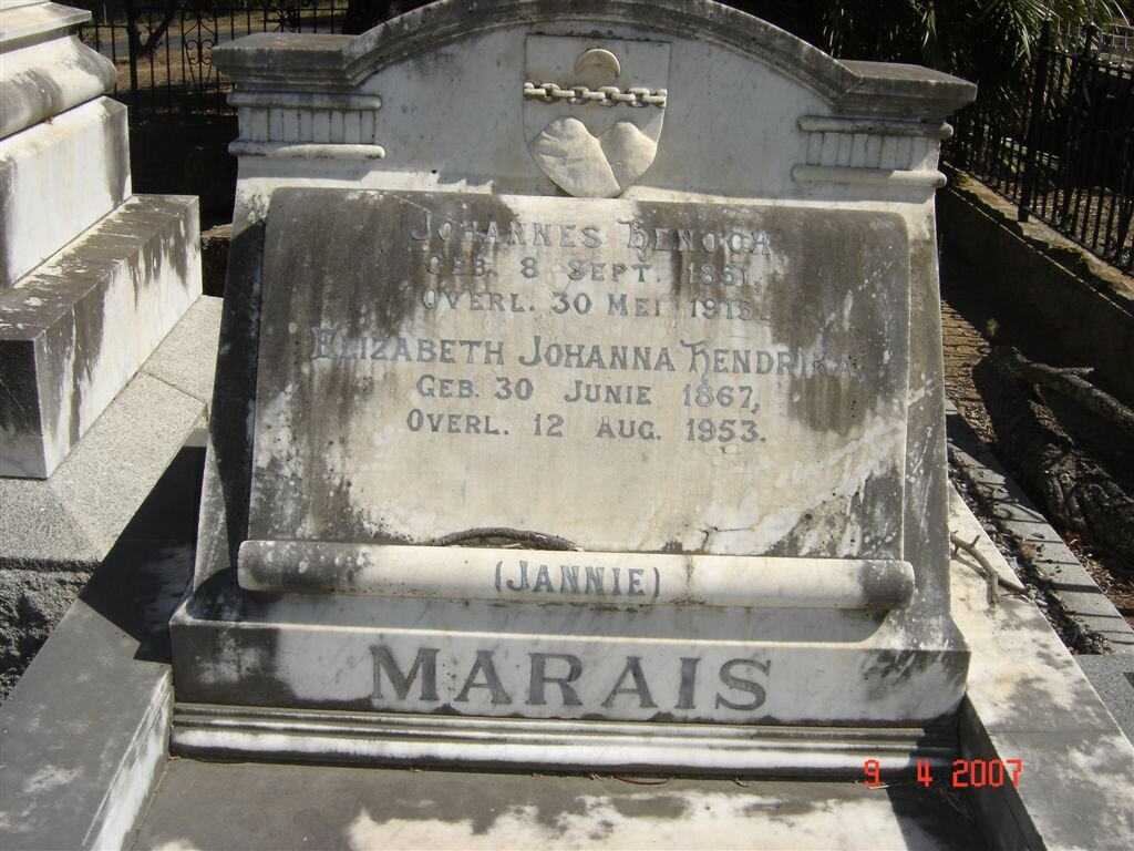 MARAIS Johannes Benoch 1861-1915 &amp; Elizabeth Johanna Hendrika 1867-1953