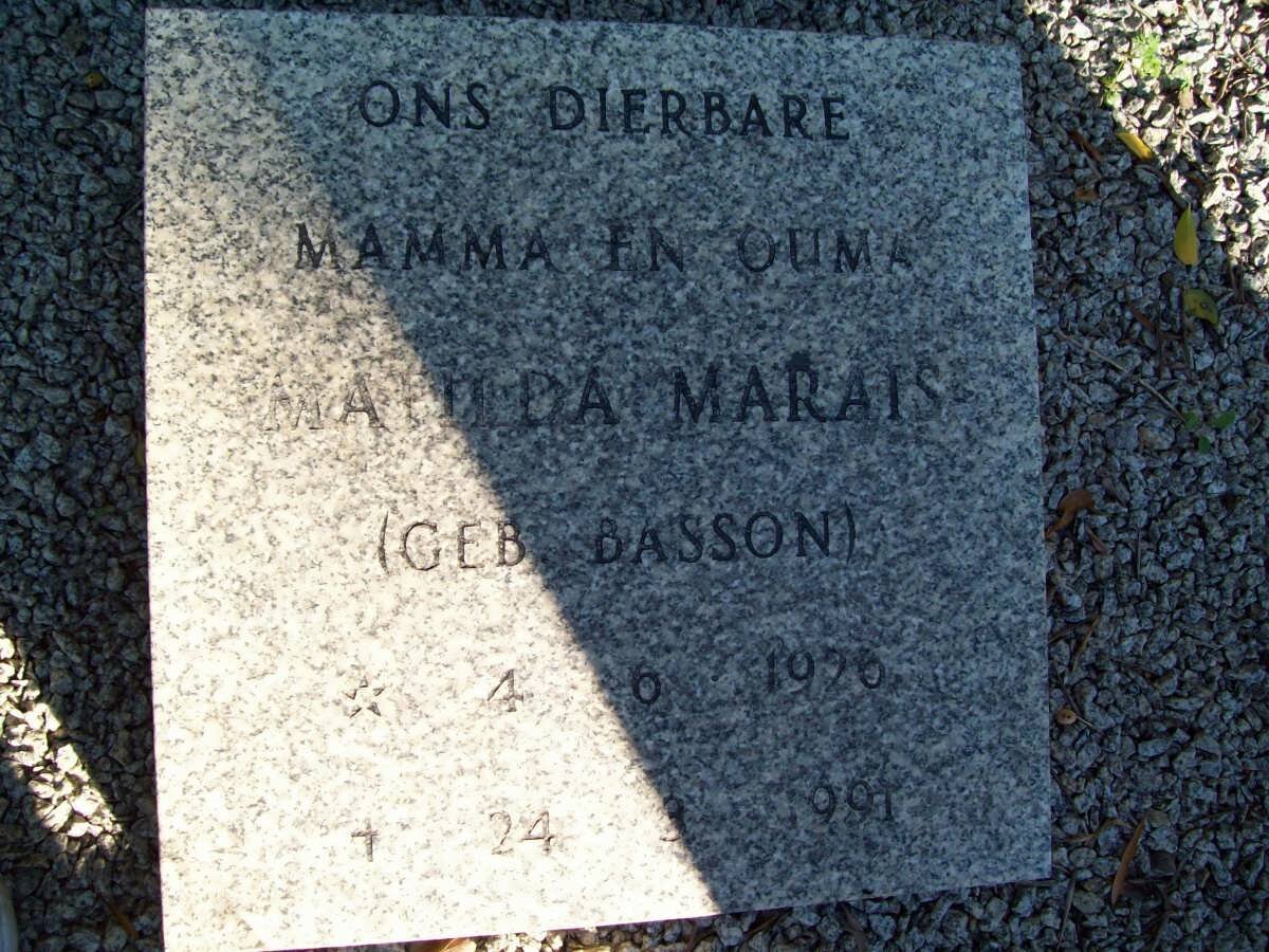 MARAIS Matilda nee BASSON 1920-1991