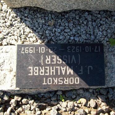 MALHERBE J.F. nee VISSER 1923-1997