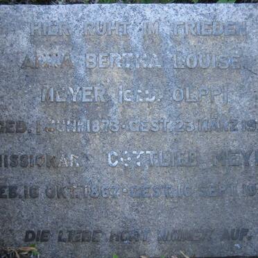MEYER Gottlieb 1867-1958 &amp; Anna Bertha Louise OLPP 1873-1956