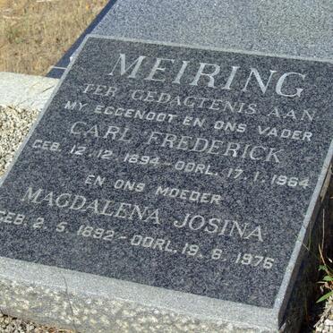 MEIRING Carl Frederick 1894-1964 &amp; Magdalena Josina 1892-1976