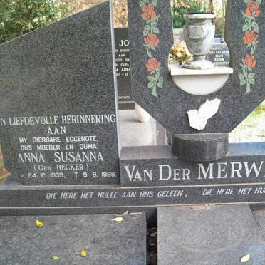 MERWE Anna Susanna, van der nee BECKER 1939-1988