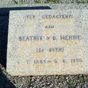 MERWE Beatrix, v.d. nee DE BEER 1885-1950