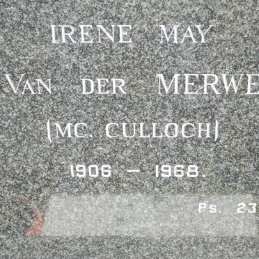 MERWE Major Henty, van der 1908-1977 &amp; Irene May CULLOCH 1906-1968