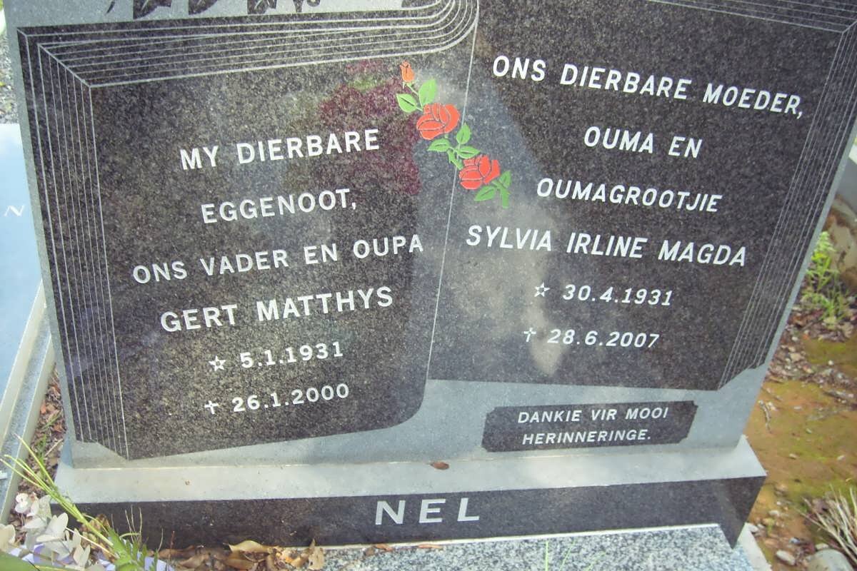NEL Gert Matthys 1931-2000 &amp; Sylvia Irline Magda 1931-2007