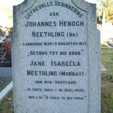 NEETHLING Johannes Henoch 1859-1937 &amp; Jane Isabella MURRAY 1863-1955