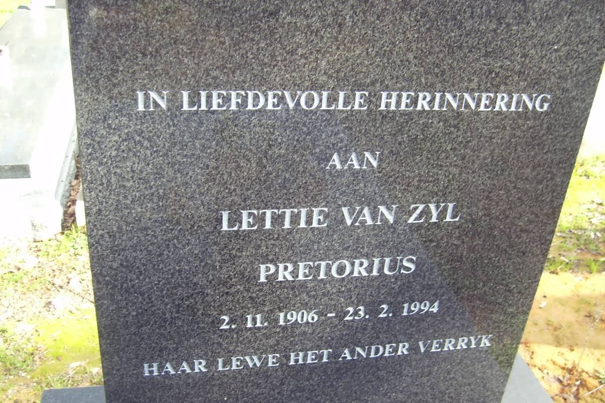 PRETORIUS Lettie van Zyl 1906-1994