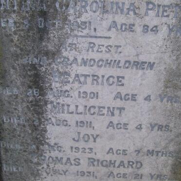 PIETERSE Philip James -1910 &amp; Florentina Carolina -1931