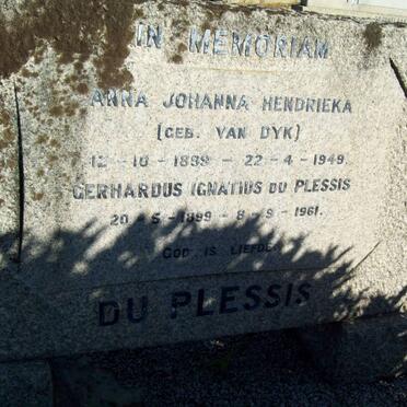 PLESSIS Gerhardus Ignatius, du 1899-1961 &amp; Anna Johanna Hendrieka VAN DYK 1899-1949