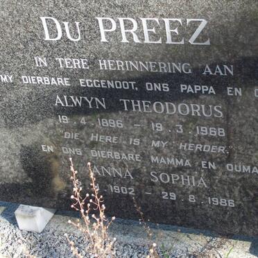 PREEZ Alwyn Theodorus, du 1896-1968 &amp; Anna Sophia 1902-1986