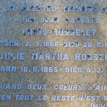 ROSSELET Louis 1868-1945 &amp; Julie Martha 1865-1953