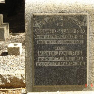 REX Joseph Oseland 1859-1935 &amp; Maria Jane 1860-1951