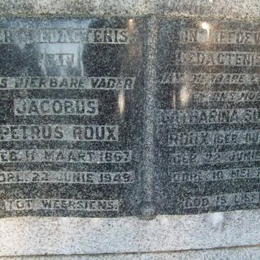 ROUX Jacobus Petrus 1867-1948 &amp; Catharina Susanna DU TOIT 1871-1942