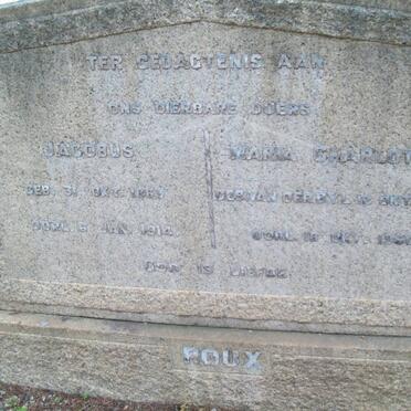 ROUX Jacobus 1863-1914 &amp; Maria Charlotte VAN DE BYL 1866-1950