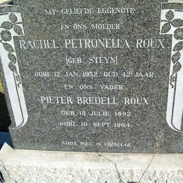 ROUX Pieter Bredell 1892-1964 &amp; Rachel Petronella STEYN -1952