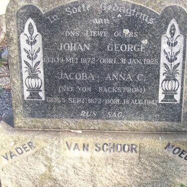 SCHOOR Johan George, van 1872-1925 &amp; Jacoba Anna C. VON BACKSTROM 1872-1942