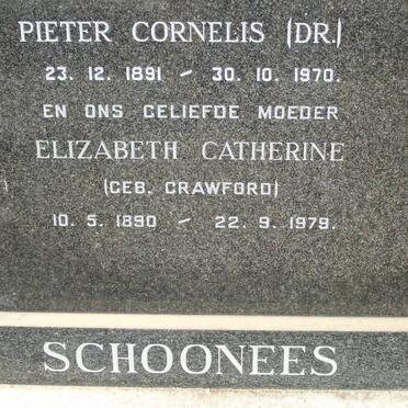 SCHOONEES Pieter Cornelis 1891-1970 &amp; Elizabeth Catharine CRAWFORD 1890-1979