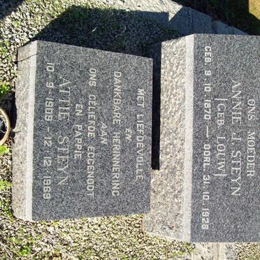 STEYN Attie 1909-1969 :: STEYN Annie J. nee LOUW 1870-1926