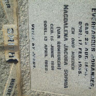 SMITH Everhardus Johannes 1884-1955 &amp; Magdalena Jacoba Sophia VAN ROMBURGH 1891-1968