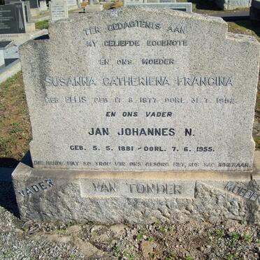 TONDER Jan Johannes N., van 1881-1955 &amp; Susanna Catheriena Francina ELLIS 1877-1952