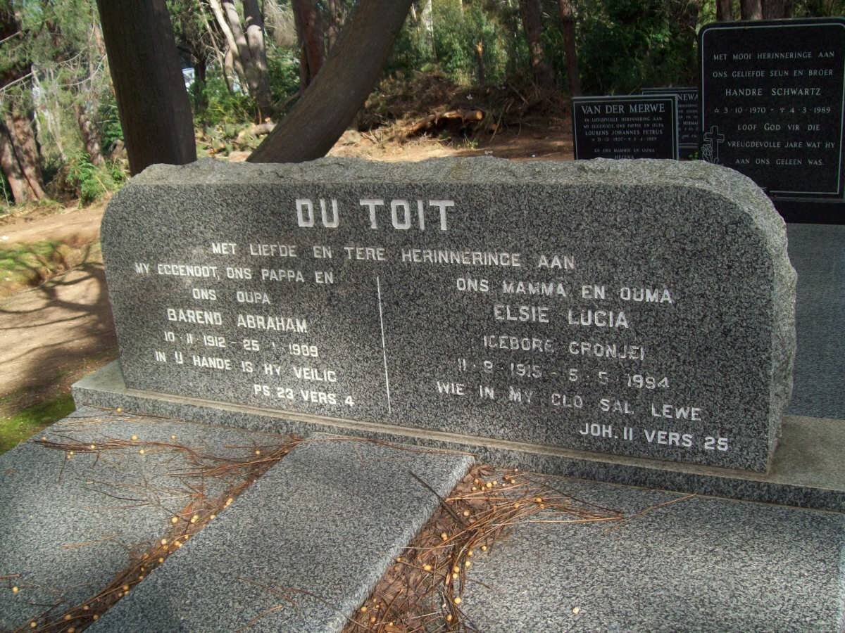 TOIT Barend Abraham, du 1912-1989 &amp; Elsie Lucia CRONJE 1915-1994