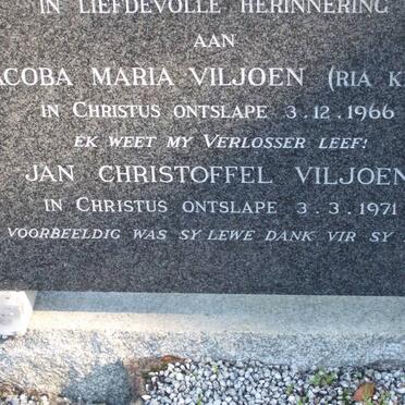 VILJOEN Jan Christoffel -1971 &amp; Jacoba Maria KRIGE -1966