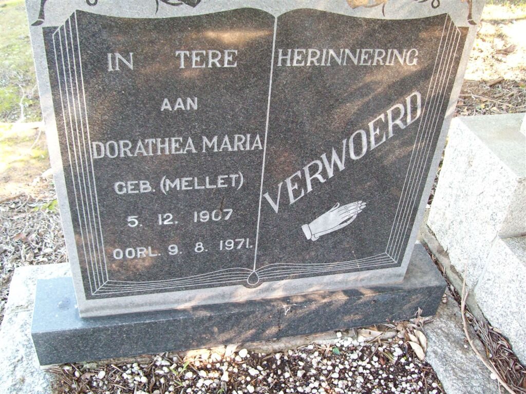 VERWOERD Dorathea Maria nee MELLET 1907-1971
