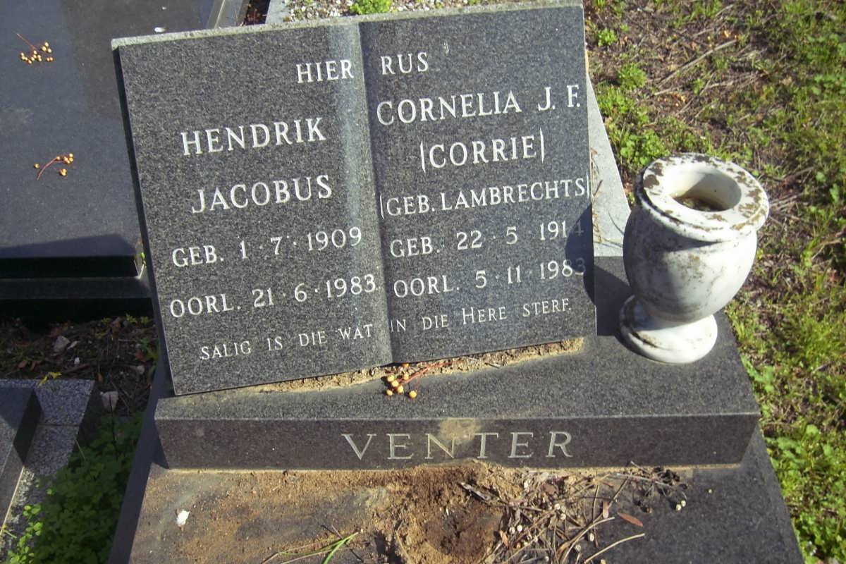 VENTER Hendrik Jacobus 1909-1983 &amp; Cornelia J.F. LAMBRECHTS 1914-1983